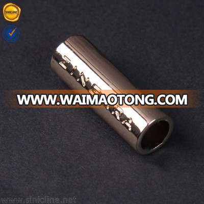 Sinicline hot sale garment accessories bespoke logo engraved gold cylinder metal end cord